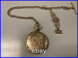 C1894 Waltham Pocket WATCH KEYSTONE Fancy Bird CASE 16s GOLD FILLED With Fob
