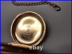 C1894 Waltham Pocket WATCH KEYSTONE Fancy Bird CASE 16s GOLD FILLED With Fob