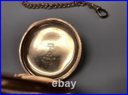 C1894 Waltham Pocket WATCH KEYSTONE Fancy Bird CASE 16s GOLD FILLED With Fob