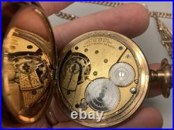 C1894 Waltham Pocket WATCH KEYSTONE Fancy Bird CASE 16s GOLD FILLED With Fob