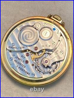 C1930 Hamilton Grade 917 Very Nice 10kt Gold Fill Case Pocket Watch Does Not Run