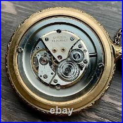 CITIZEN vintage pocket watch hunter case chain manual winding working well Japan