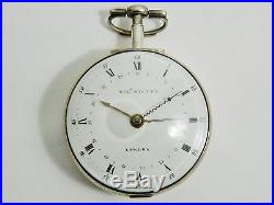 C. 1735 Rare London Calendar Date Verge Fusee Silver Pair Case Large Pocket Watch