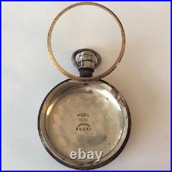 C. 1882 Waltham Pocket Watch Size 18s 11j Ellery Coin Silver Case Working Runs