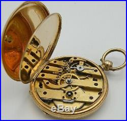 C. 1890 H. Montandon 14k Double Hunter's Case Swiss Locle Pocket Watch & Key