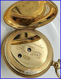 C. 1890 H. Montandon 14k Double Hunter's Case Swiss Locle Pocket Watch & Key