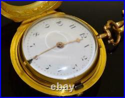 C. Cabrier London 22k Gold Verge Fusee Repousse Pair Case pocket watch, Chatelaine