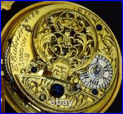 C. Cabrier London 22k Gold Verge Fusee Repousse Pair Case pocket watch, Chatelaine
