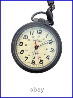 Cabela's Pocket Watch With Leather Case Japan Movement Black/Brown Outdoor Gear