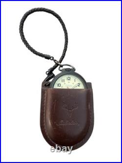 Cabela's Pocket Watch With Leather Case Japan Movement Black/Brown Outdoor Gear