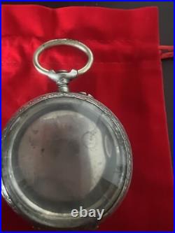 Case Pocket Watch Silver 800 Solid Locomotive Ligne Droite Vintage