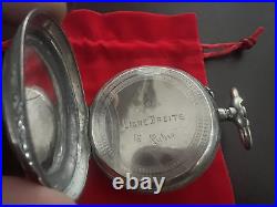 Case Pocket Watch Silver 800 Solid Locomotive Ligne Droite Vintage