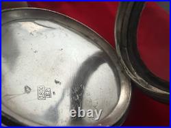 Case Pocket Watch Silver 800 Solid Locomotive Ligne Droite Vintage