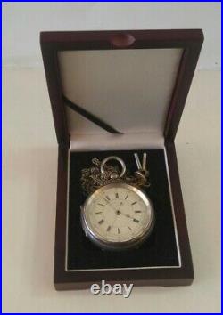 Centre Seconds Chronograph Pocket Watch Working Sterling Silver 925 Case 64mm