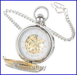 Charles Hubert 3846 Two-Tone Mechanical Picture Frame Pocket Watch