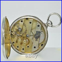 Chaux De Fonds Key Wind Swiss Pocket Watch In Sterling Case Fancy Castle Dial