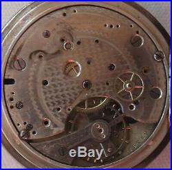 Chronograph Pocket Watch open face silver case enamel dial balance Ok