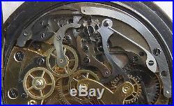 Chronograph pocket watch open face gun case enamel dial 52 mm. In diameter