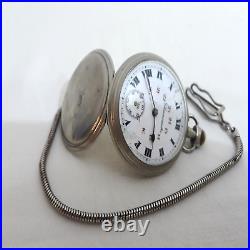 Chronometre Vintage Swiss Made Pocket Watch Wind Up Silver Case Mechanical Works