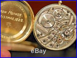 Circa 1916 E. Howard 19J Solid 14k Gold Size 12 engraved inside. Swing out case