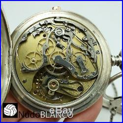 Collectable Omega Chronograph Chronometre Pocket Watch Silver Hunter Case 55mm