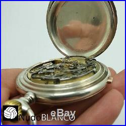 Collectable Omega Chronograph Chronometre Pocket Watch Silver Hunter Case 55mm