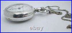 Columbus 18s Pocket Watch withChain Chicago 5 Oz Coin Silver Case