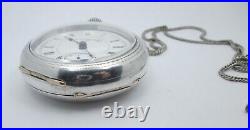 Columbus 18s Pocket Watch withChain Chicago 5 Oz Coin Silver Case