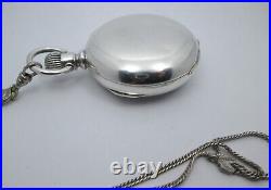 Columbus 18s Pocket Watch withChain Chicago 5 Oz Coin Silver Case