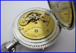 Columbus 18s Pocket Watch withChain Chicago 5 Oz Coin Silver Case