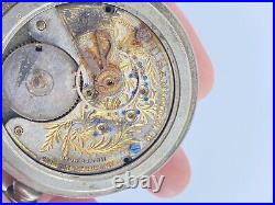 D. Hanlon Watch Co. Heat & Gold Swiss Movement Silverine Case Vtg Pocket Watch
