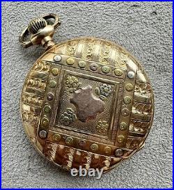 Deer / Buck Hunting 16s Multi Color 14k Solid Gold Pocket Watch Case Only