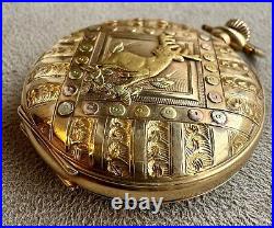 Deer / Buck Hunting 16s Multi Color 14k Solid Gold Pocket Watch Case Only
