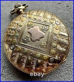 Deer / Buck Hunting 16s Multi Color 14k Solid Gold Pocket Watch Case Only
