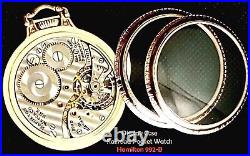 Display Back Gold Plated Case 16 Size Pocket Watch Hamilton 992B Railway Special