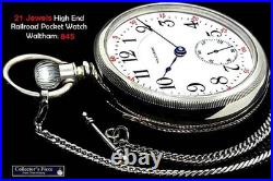 Display Case 21 Jewels 18 Size RR Pocket Watch Waltham 845. Working
