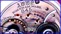 Display Case 21 Jewels 18 Size RR Pocket Watch Waltham 845. Working
