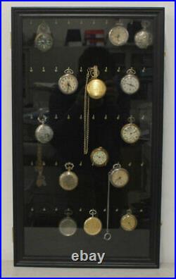 Display Case Wall Cabinet for Pocket Watches Collection Display Storage, withdoor