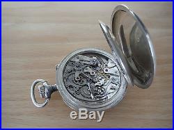 Double Chronograph Split Second Rattrapante Silver Case Pocket Watch -For Repair