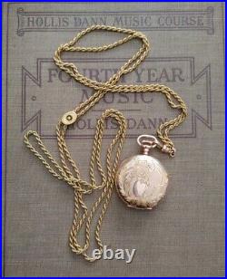 Dueber Engraved Pocket Watch Case Long Chain