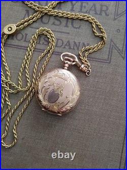 Dueber Engraved Pocket Watch Case Long Chain