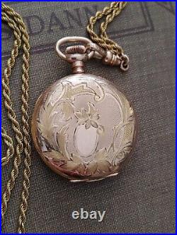 Dueber Engraved Pocket Watch Case Long Chain