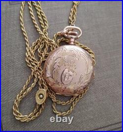 Dueber Engraved Pocket Watch Case Long Chain