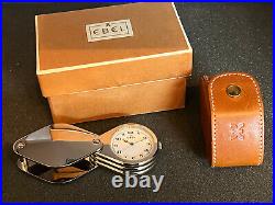 EBEL LOUPE POCKET WATCH WHITE DIAL TAN LEATHER CASE as new condition