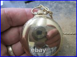 ELGIN 21J FATHER TIME FANCY RR GOLD FILLED CASE Running Pocket Watch & CHAIN