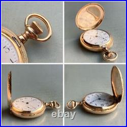 ELGIN Antique Pocket Watch Gold Half Hunter Case Vintage 1907