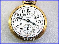 ELGIN Father Time 21J Railroad Grade Pocket watch 10K gf Case Double Roller