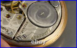 ELGIN POCKET WATCH 387 1921 16S 17J Wadsworth 20yr Referee GOLD FILLED CASE Runs