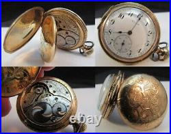 ELGIN pocket watch & KEYSTONE 10k GOLD filled hunter 0s CASE 15j LADIES working