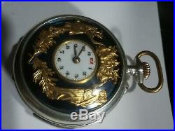 EROTIC POCKET WATCH REPEATER DIAMETER 55mm. SILVER CASE SEE VIDEOS OF TWO LINKS